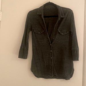 James Perse front button half sleeve gray shirt.